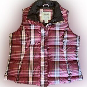 Eddie Bauer Women’s Goose Down Plaid Puffer Vest XXL